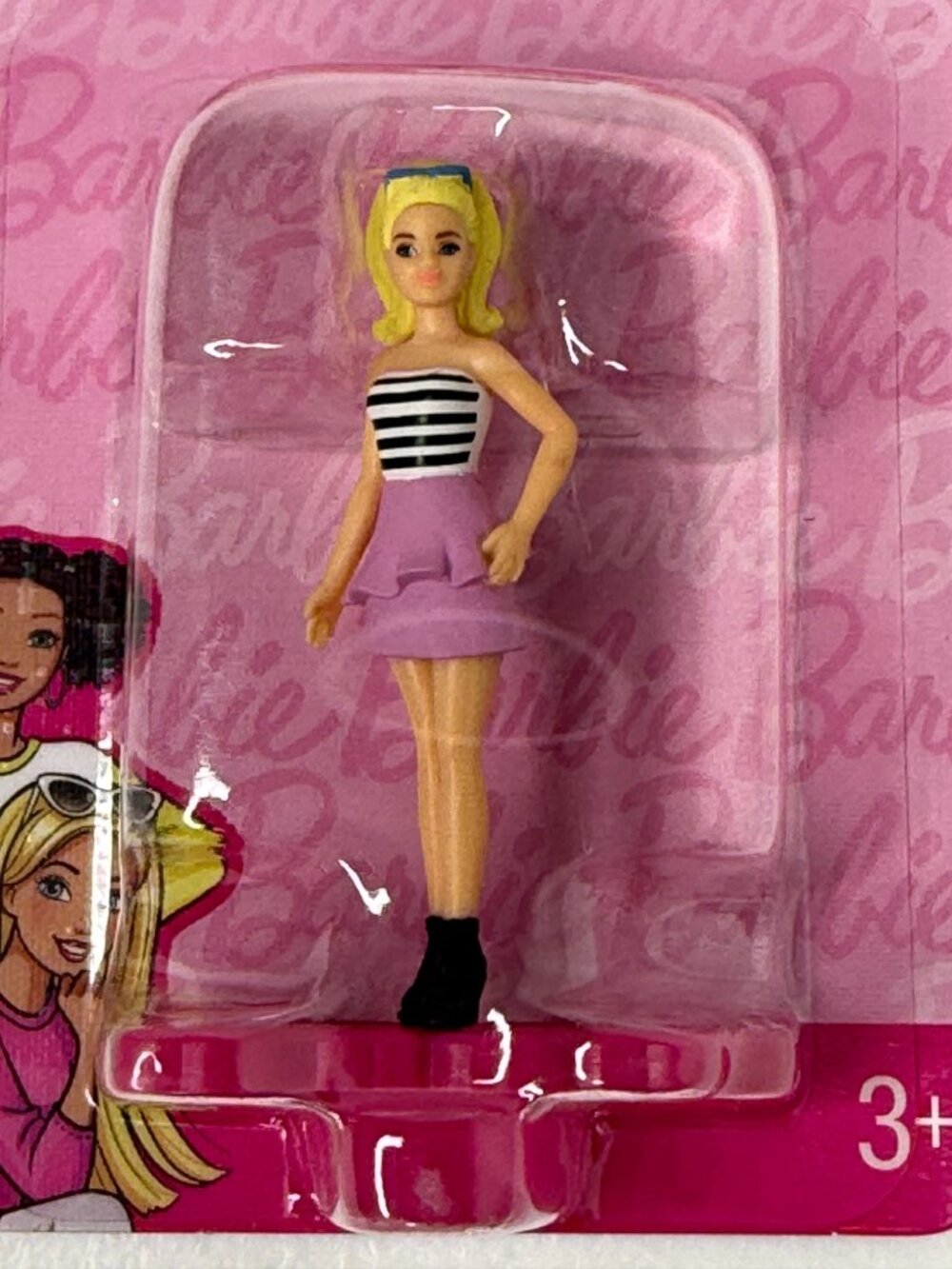 Barbie Mini Figure Blonde Pink Skirt Black White Top New - Picture 4 of 9